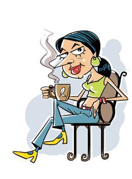 : She sips on green tea while briefing the team and abruptly answering a phone that seems to ring silently. Never has a free moment. Wears only indie brands. Carries a lot of bags. Has a small entourage at all times. (Illustration: sudhir shetty)