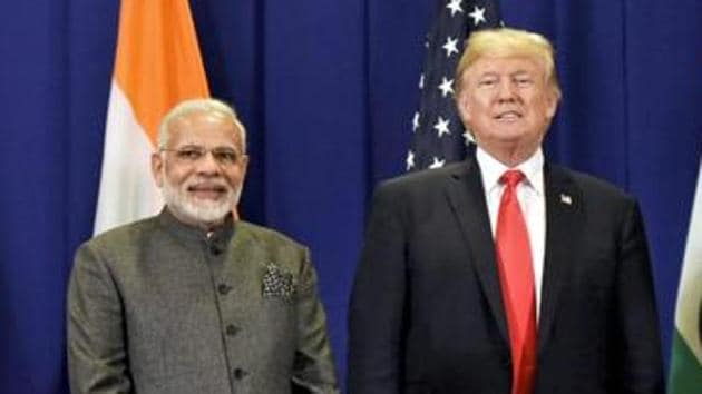US president Donald Trump said Friday the people of India “are lucky to have” Prime Minister Narendra Modi, whom he went on to describe as a “great man and leader”.(PTI photo)