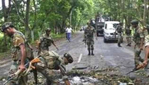 Two personnel of Assam Rifles were killed and four critically injured when a truck they were travelling in was ambushed by suspected militants of the NSCN (Khaplang) in Nagaland’s Mon district on Saturday.(Reuters file photo for representation)