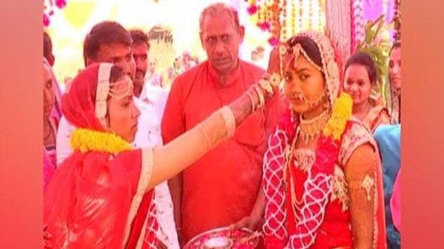 In three Gujarat villages, a groom cannot attend his own wedding and his unmarried sister or any unmarried woman from his family should represent him in the ceremonies as the groom.(ANI Photo/Twitter)