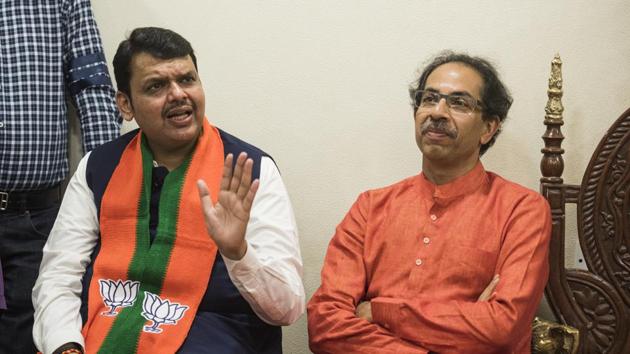 Maharashtra chief minister Devendra Fadnavis and Shiv Sena chief Uddhav Thackeray at Matoshree, the latter’s house at Bandra, Mumbai, on May 23. (HT FILE) Maharashtra chief minister Devendra Fadnavis and Shiv Sena chief Uddhav Thackeray at Matoshree, the latter’s house at Bandra, Mumbai, on May 23. (HT FILE)