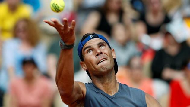 Rafael Nadal attends a training session on the eve of the start of the tournament.(REUTERS)