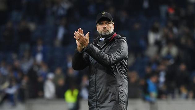 Liverpool's German manager Jurgen Klopp celebrates after winning the UEFA Champions league semi-final second leg football match between Liverpool and Barcelona at Anfield in Liverpool, north west England on May 7, 2019. (Photo by Paul ELLIS / AFP)(AFP)