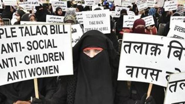 On Saturday police complaint was lodged against her husband under the ordinance which curtails the practice of instant triple talaq.(Raj K Raj/HT PHOTO)