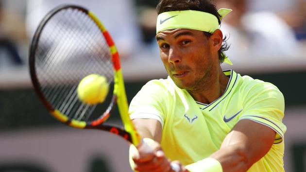Spain's Rafael Nadal in action during his second round match against Germany's Yannick Maden.(REUTERS)