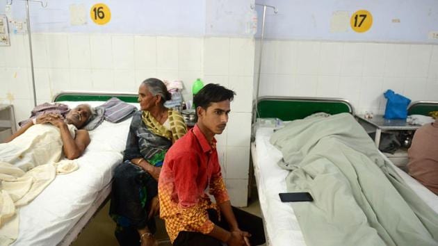 An estimated 60 million Indians are pushed below the poverty threshold every year paying for medical care, while a report last year by The Lancet medical journal found substandard healthcare was responsible for some 1.6 million deaths a year. Almost 2 million people have benefited, with the government allocating $1.2 billion so far. The costs are shared between central and state governments 60:40. (Sanjay Kanojia / AFP) An estimated 60 million Indians are pushed below the poverty threshold every year paying for medical care, while a report last year by The Lancet medical journal found substandard healthcare was responsible for some 1.6 million deaths a year. Almost 2 million people have benefited, with the government allocating $1.2 billion so far. The costs are shared between central and state governments 60:40. (Sanjay Kanojia / AFP)