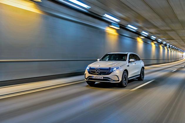The only bits that spice up the looks of the Mercedes EQC are the stunning alloy wheels and the distinctive nose