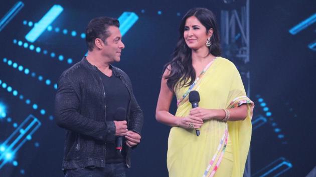 Actors Salman Khan and Katrina Kaif on the sets of dance reality show Super Dancer Chapter 3 in Mumbai on May 27, 2019.(IANS)