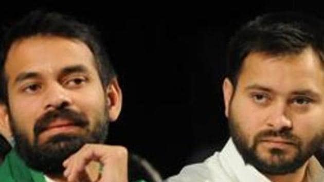“I am with my younger brother as Krishna and will always stand by him,” Tej Pratap Yadav said.(HT File photo)