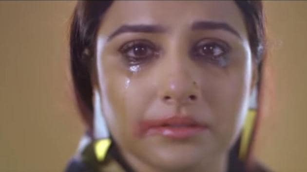 Vidya Balan is seen crying in the video.