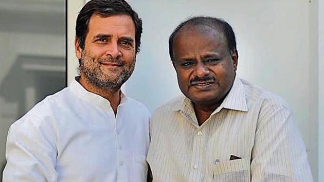 Congress President Rahul Gandhi meets Karnataka Chief Minister HD Kumaraswamy at 12 Tughlak Lane, in New Delhi, Thursday, May 30, 2019. (PTI Photo) Congress President Rahul Gandhi meets Karnataka Chief Minister HD Kumaraswamy at 12 Tughlak Lane, in New Delhi, Thursday, May 30, 2019. (PTI Photo)