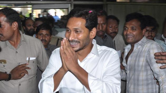 Y S Jagan Mohan Reddy took oath as the chief minister of Andhra Pradesh. He was sworn-in at the Indira Gandhi Municipal Stadium in Vijayawada after the YSRCP had stormed to power in Andhra Pradesh winning 151 seats in the 175-member Assembly. (ANI)