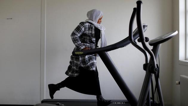 Sadiyo Hussein Omar, 30 from Somalia, runs on a treadmill at Kaershovedgaard. Sadiyo said running relieves her stress. Some hope for peace and political change at home, so they can pre-empt Danish authorities and return voluntarily. Others hope they can convince Denmark to reverse its decision and grant them asylum. (Andrew Kelly / REUTERS) Sadiyo Hussein Omar, 30 from Somalia, runs on a treadmill at Kaershovedgaard. Sadiyo said running relieves her stress. Some hope for peace and political change at home, so they can pre-empt Danish authorities and return voluntarily. Others hope they can convince Denmark to reverse its decision and grant them asylum. (Andrew Kelly / REUTERS)