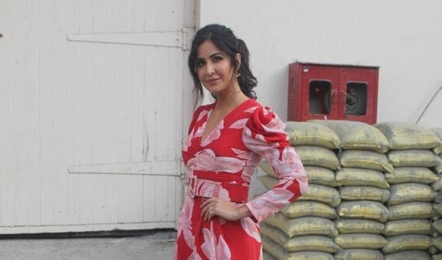 Katrina Kaif seen outside a film studio during the promotions of Bharat in Mumbai.(IANS)