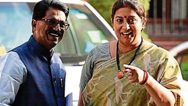 In the earlier Modi government, Irani first held the human resource development and then the information & broadcasting ministries before she was allocated textiles in July 2016(Arvind Yadav/HT)