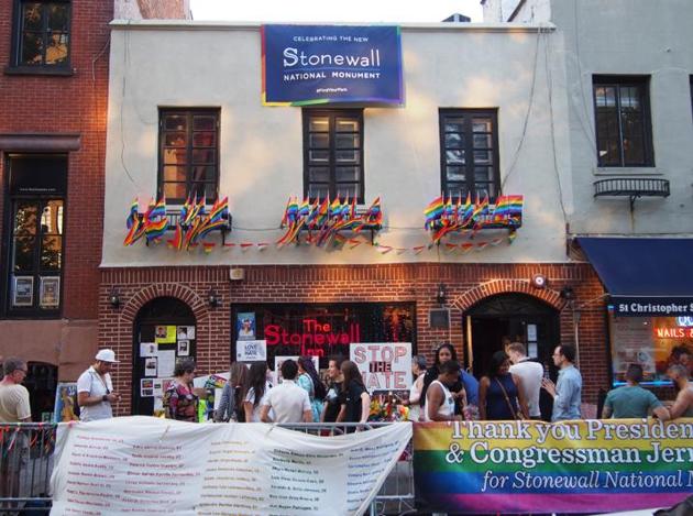 A June pride gathering at the historic Stonewall Inn, three years sago; 2019 marks 50 years since the gay rights uprising began at this bar in Greenwich Village.(Kruti Kothari)