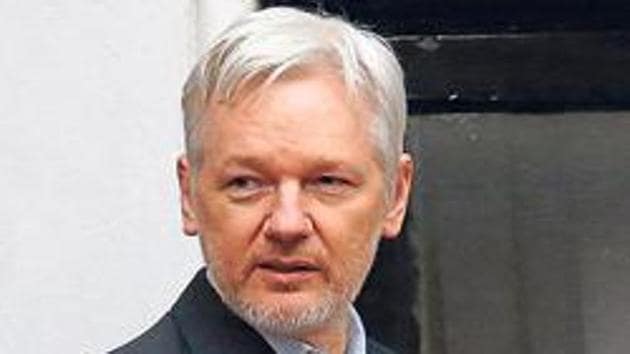 Assange is currently serving a separate 50-week sentence at London’s Belmarsh prison for skipping bail.(HT File Photo)