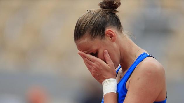 Karolina Pliskova of the Czech Republic reacts during her third round match against Croatia's Petra Martic. (REUTERS) Karolina Pliskova of the Czech Republic reacts during her third round match against Croatia's Petra Martic. (REUTERS)
