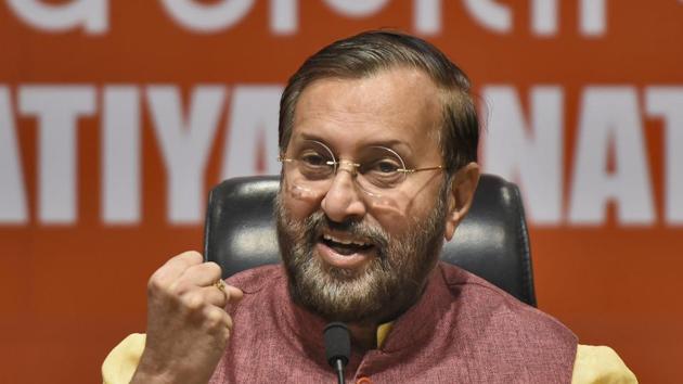 The 68-year-old, minister who has also been given charge of the environment, forest and climate change ministry, was information and broadcasting minister for six months when the Narendra Modi government came to power in 2014. (Burhaan Kinu/HT PHOTO) The 68-year-old, minister who has also been given charge of the environment, forest and climate change ministry, was information and broadcasting minister for six months when the Narendra Modi government came to power in 2014. (Burhaan Kinu/HT PHOTO)