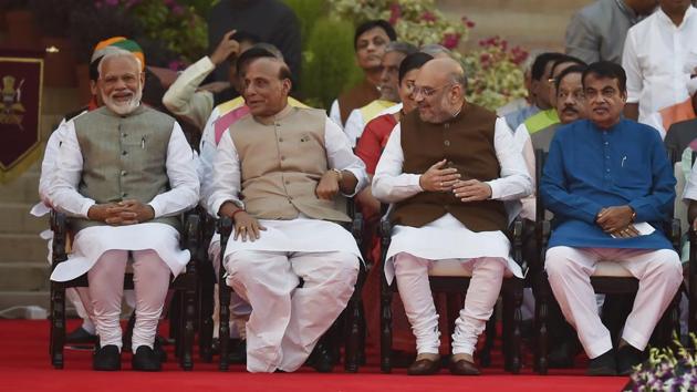 Amit Shah, the big entry in Prime Minister Narendra Modi’s freshly-minted Cabinet, has been given the Home Ministry, Rajnath Singh moved to Defence Ministry and Nirmala Sitharaman appointed the Finance Minister in Prime Minister Narendra Modi’s Cabinet, according to a Rashtrapati Bhawan communiqué. (Ajay Aggarwal/HT PHOTO) Amit Shah, the big entry in Prime Minister Narendra Modi’s freshly-minted Cabinet, has been given the Home Ministry, Rajnath Singh moved to Defence Ministry and Nirmala Sitharaman appointed the Finance Minister in Prime Minister Narendra Modi’s Cabinet, according to a Rashtrapati Bhawan communiqué. (Ajay Aggarwal/HT PHOTO)