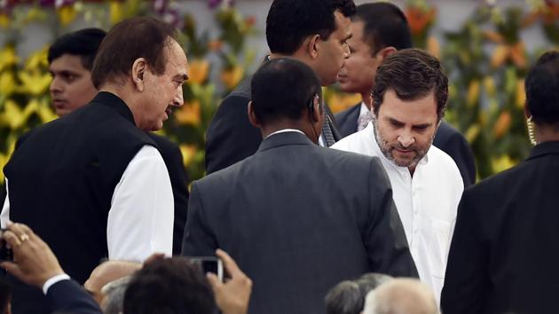 Although not too many opposition leaders were present at the event, United Progressive Alliance chairperson Sonia Gandhi and Congress president Rahul Gandhi came together and sat in the first row. As did former prime Minister Manmohan Singh. BJP leader Uma Bharti could be seen briefly chatting with a smiling Sonia Gandhi. (Ajay Aggarwal / HT Photo) Although not too many opposition leaders were present at the event, United Progressive Alliance chairperson Sonia Gandhi and Congress president Rahul Gandhi came together and sat in the first row. As did former prime Minister Manmohan Singh. BJP leader Uma Bharti could be seen briefly chatting with a smiling Sonia Gandhi. (Ajay Aggarwal / HT Photo)