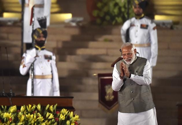 Modi and his Bharatiya Janata Party (BJP) were last week declared landslide winners of India’s general election with an increased majority in the Lok Sabha.(Ajay Aggarwal/HT PHOTO)