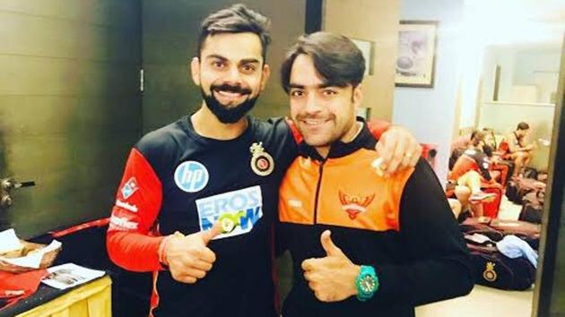 Rashid Khan with Virat Kohli (Rashid Khan Twitter handle) Rashid Khan with Virat Kohli (Rashid Khan Twitter handle)