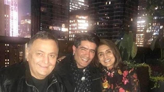 Manish Malhotra poses with Rishi Kapoor and Neetu Kapoor in New York. Manish Malhotra poses with Rishi Kapoor and Neetu Kapoor in New York.