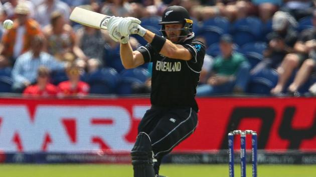 New Zealand's Martin Guptill plays a shot during the 2019 Cricket World Cup group stage match. (AFP)