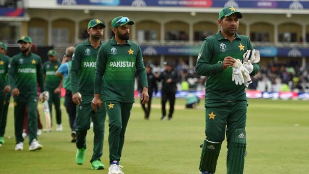 Pakistan's captain Sarfaraz Ahmed (R) leaves the field at end of play during the 2019 Cricket World Cup group stage match between West Indies and Pakistan at Trent Bridge in Nottingham, central England, on May 31, 2019 (AFP) Pakistan's captain Sarfaraz Ahmed (R) leaves the field at end of play during the 2019 Cricket World Cup group stage match between West Indies and Pakistan at Trent Bridge in Nottingham, central England, on May 31, 2019 (AFP)