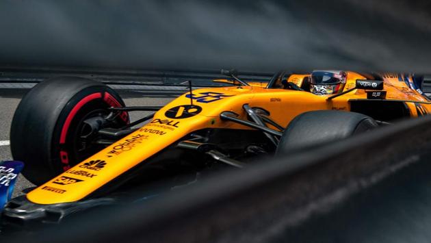 McLaren’s Spanish driver Carlos Sainz drives during the third practice session at the Monaco street circuit, ahead of the Monaco Formula 1 Grand Prix. (Andrej Isakovic / AFP)