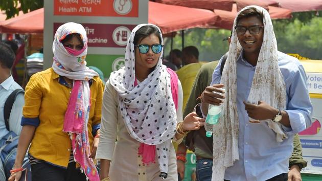 To denote the severity of weather condition, with red being the most extreme; Punjab, Haryana, Chandigarh and Delhi, west and east Uttar Pradesh, parts of Rajasthan and Vidarbha are covered by the red warning, Indian Meteorological Department said In extreme heat conditions, there is a very high likelihood of heat illness and heat stroke for people of all ages. (Raj K Raj / HT Photo)