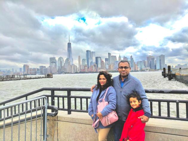 Francis Joseph, with his wife Reni and daughter Rhea.(HT PHOTO)