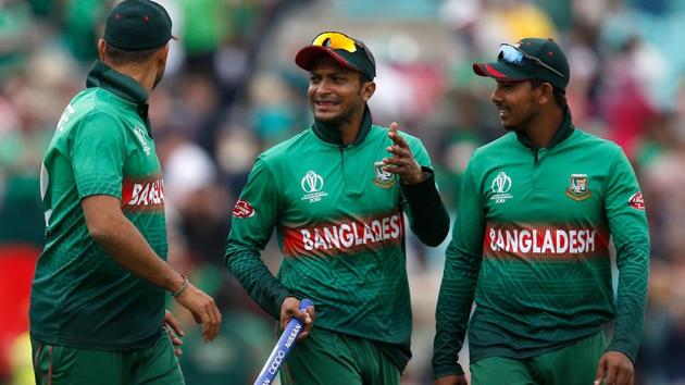 Bangladesh's players including Shakib Al Hasan (C) celebrate after victory over South Africa by 21 runs. (AFP)
