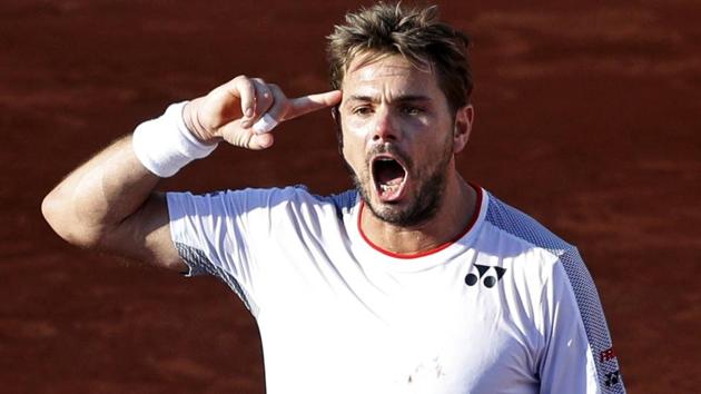 Switzerland's Stan Wawrinka reacts after winning his fourth round match against Greece's Stefanos Tsitsipas.(REUTERS)