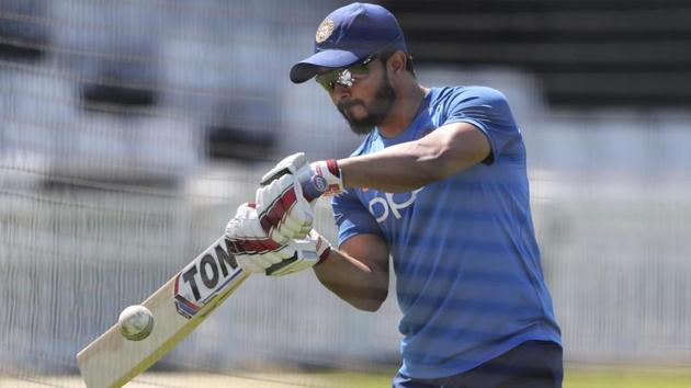 India's Kedar Jadhav bats during a training session. (AP) India's Kedar Jadhav bats during a training session. (AP)