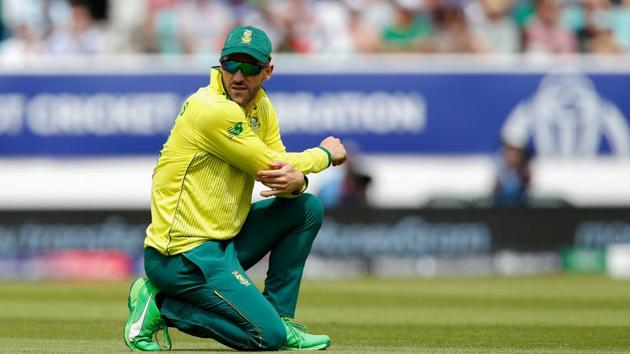 South Africa's Faf du Plessis looks on whilst fielding during the 2019 Cricket World Cup group stage match between South Africa and Bangladesh at The Oval in London on June 2, 2019(AFP) South Africa's Faf du Plessis looks on whilst fielding during the 2019 Cricket World Cup group stage match between South Africa and Bangladesh at The Oval in London on June 2, 2019(AFP)