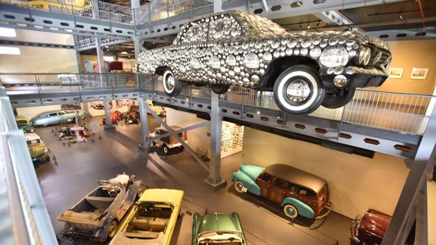 Vintage cars displayed at Heritage Transport Museum at Tawru, in Gurugram. There are some very good museums in the city that the children can explore during their summer vacations.(Sanjeev Verma/HT PHOTO)