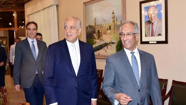 US envoy Zalmay Khalilzad, the US Special Representative for Afghanistan Reconciliation (C) arrive with Pakistan's Foreign Affairs Additional Secretary Aftab Khokhar (R) at the Foreign Ministry in Islamabad(AFP) US envoy Zalmay Khalilzad, the US Special Representative for Afghanistan Reconciliation (C) arrive with Pakistan's Foreign Affairs Additional Secretary Aftab Khokhar (R) at the Foreign Ministry in Islamabad(AFP)
