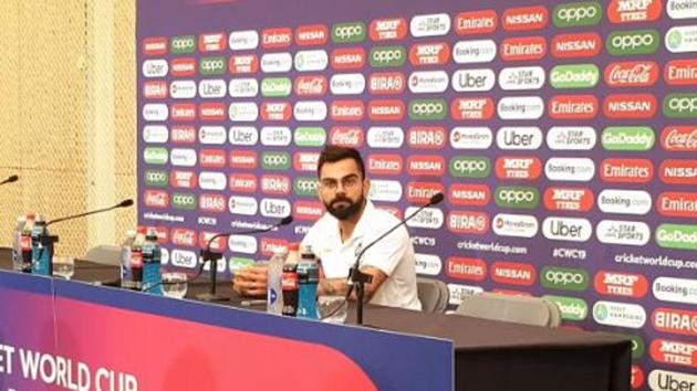 Virat Kohli addresses the media ahead of India’s ICC World Cup opener against South Africa in Southampton.(Twitter/BCCI)
