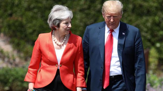 US president Donald Trump on Tuesday told Prime Minister Theresa – who is due to leave office on June 7 – to ‘stick around’, so that a trade deal could be signed between the two countries. (Reuters File Photo) US president Donald Trump on Tuesday told Prime Minister Theresa – who is due to leave office on June 7 – to ‘stick around’, so that a trade deal could be signed between the two countries. (Reuters File Photo)
