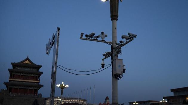 Surveillance cameras at Tiananmen Square on May 31, 2019. The protests, first labelled a “counter revolutionary riot,” are now merely referred to as “political turmoil,” if they are referred to at all. The party tries to scrub all memory of them. The government has never expressed regret and rejected all calls for an investigation, leaving the protests an open wound in Chinese history. (Giulia Marchi / Bloomberg)