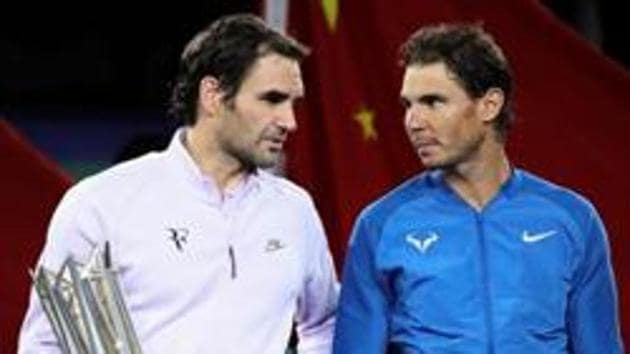 Roger Federer of Switzerland with Rafael Nadal of Spain.(Getty Images)