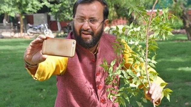 Calling for active public participation in World Environment Day celebrations on June 5, Union Environment Minister Prakash Javadekar Tuesday launched #SelfieWithSapling campaign. (Twitter/abhinavbillaiya) Calling for active public participation in World Environment Day celebrations on June 5, Union Environment Minister Prakash Javadekar Tuesday launched #SelfieWithSapling campaign. (Twitter/abhinavbillaiya)