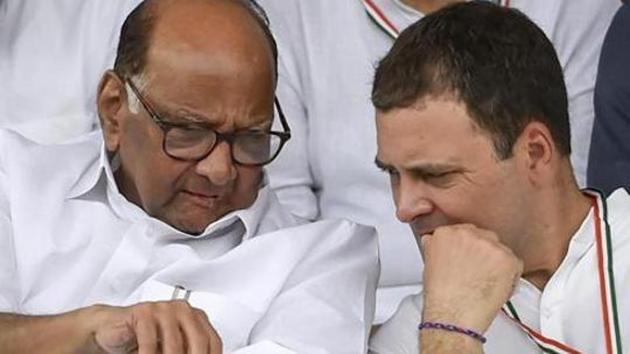 NCP chief Sharad Pawar and Congress president Rahul Gandhi during 'Bharat Bandh' protest last year. (HT Photo) NCP chief Sharad Pawar and Congress president Rahul Gandhi during 'Bharat Bandh' protest last year. (HT Photo)