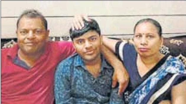 Panipat’s Mohit Goyal has secured AIR 13 in the NEET (UG) - 2019, results of which were announced by the National Testing Agency on Wednesday. (Mohit with his parents in picture above)(HT Photo)
