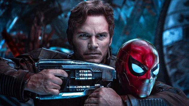 Chris Pratt as Star Lord and Tom Holland as Spider-Man in a still from Avengers: Infinity War.