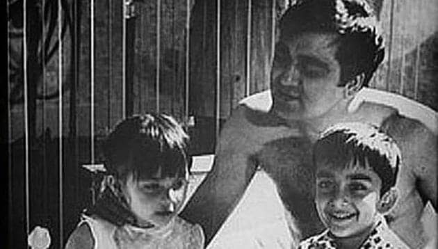 Sanjay Dutt (right) with late father Sunil Dutt and one of his sisters.(Instagram)