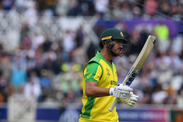 Australia's Nathan Coulter-Nile leaves the crease with 92 during the 2019 Cricket World Cup group stage match between Australia and West Indies at Trent Bridge in Nottingham. (AFP)