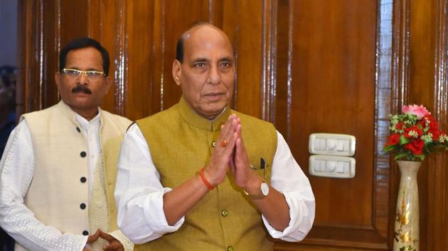 New Delhi: Rajnath Singh arrives to take charge as Minister of Defence in newly-elected PM Modi's cabinet, at South Block in New Delhi. (PTI) New Delhi: Rajnath Singh arrives to take charge as Minister of Defence in newly-elected PM Modi's cabinet, at South Block in New Delhi. (PTI)